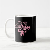 そのマイ誕生日ピンクコケットボウ誕生日女の子W コーヒーマグカップ (左)