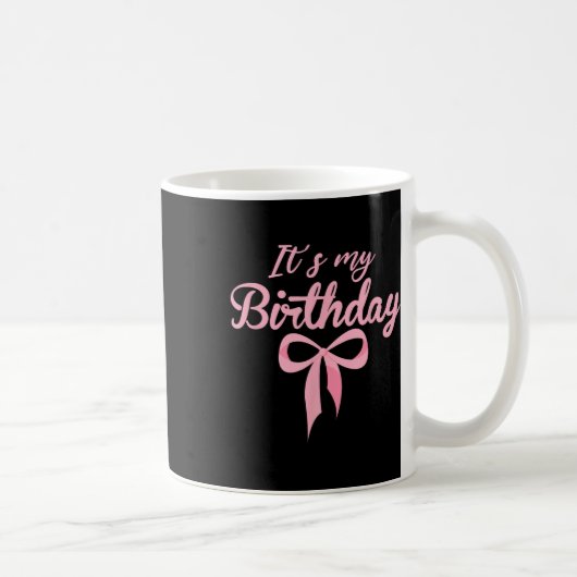 そのマイ誕生日ピンクコケットボウ誕生日女の子W コーヒーマグカップ (右)