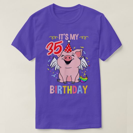 そのマイ35誕生日豚 Tシャツ (デザイン正面)