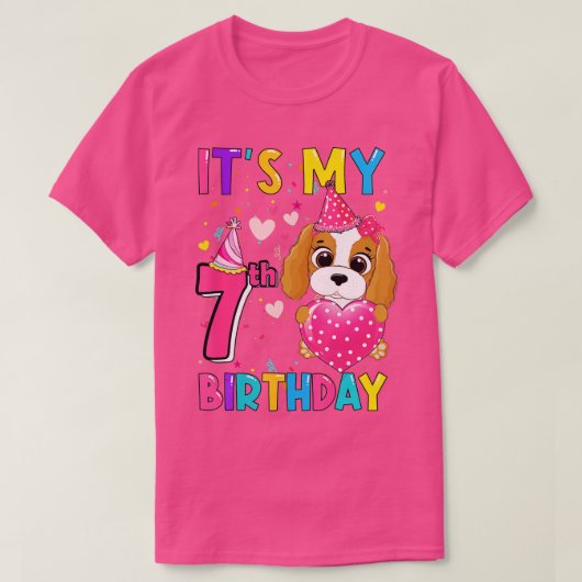 そのマイ7番目の誕生日ガールおもしろい犬誕生日2015 Y Tシャツ (デザイン正面)