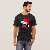 そのメラニンでメリークリスマス ミセス・クラウス 黒ののぞき見 Tシャツ (正面フル)