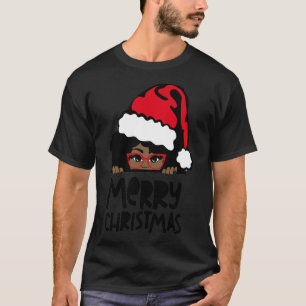 そのメラニン・クリスマス ミセス・クラウス サンタ 黒人のちら見せ Tシャツ