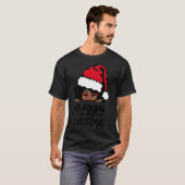 そのメラニン・クリスマス ミセス・クラウス サンタ 黒人のちら見せ Tシャツ (正面フル)