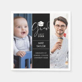 そのモダン後、今2つの写真卒業パーティー スタンダードカクテルナプキン