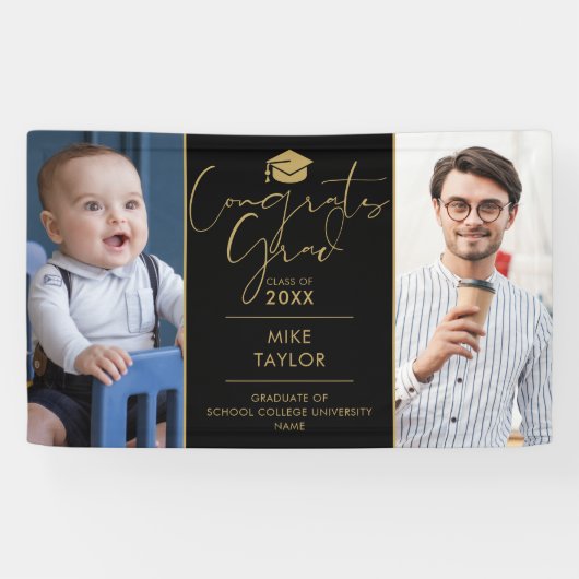 そのモダン後、今2つの写真卒業パーティー 横断幕 (横)