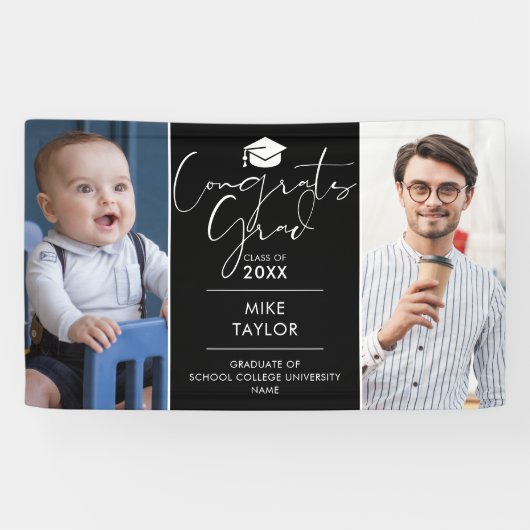 そのモダン後、今2つの写真卒業パーティー 横断幕 (横)