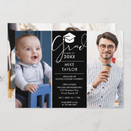 そのモダン後、今3つの写真卒業パーティー 招待状