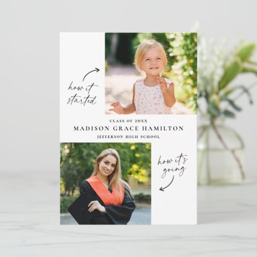 そのモダン後、今3枚の写真卒業 案内状 (スタンド正面)