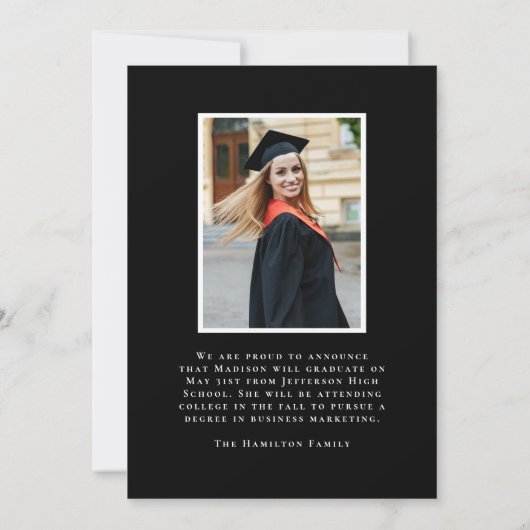 そのモダン後、今3枚の写真卒業 案内状 (裏面)