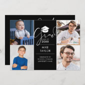 そのモダン後、今4つの写真卒業パーティー 招待状 (正面/裏面)