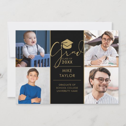 そのモダン後、今4つの写真卒業パーティー 招待状 (正面)