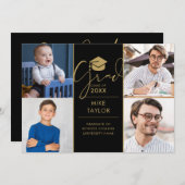 そのモダン後、今4つの写真卒業パーティー 招待状 (正面/裏面)