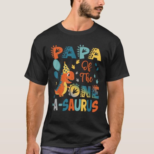 その一つのPapa Saurusの2番目の誕生日の恐竜パー Tシャツ (正面)