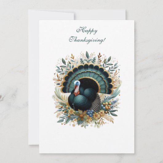 その七面鳥タイムサンクスギビングフローラグリーン植物学 招待状 (裏面)