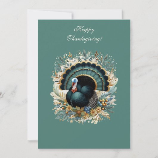 その七面鳥タイムサンクスギビングフローラグリーン秋 招待状 (裏面)