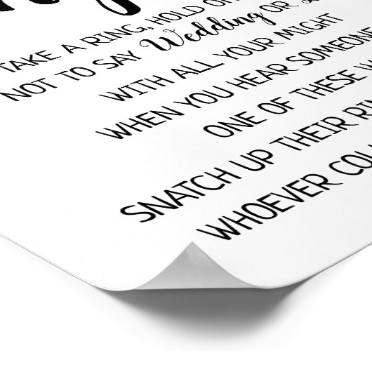 その上にリングや輪を置くブライダルシャワーゲームひまわりサイン ポスター (角)