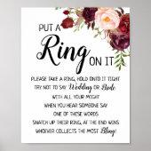 その上にリングや輪を置くブライダルシャワーゲームmarsalaサイン ポスター (正面)