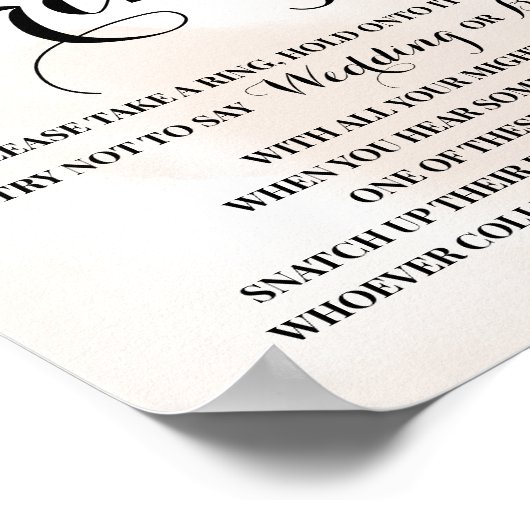 その上にリングや輪を置く秋ブライダルシャワーゲームサイン ポスター (角)