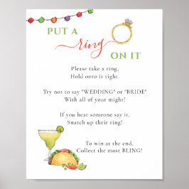 その上にリングを置くタコステーマブライダルシャワーゲーム ポスター