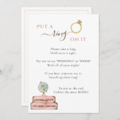 その上にリングを置く旅行テーマブライダルシャワーゲーム 招待状 (正面/裏面)