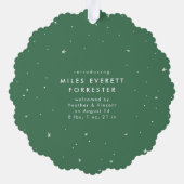 その他の応援おもしろいかわいい緑の初めてのクリスマス写真 オーナメントカード (裏面)