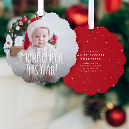 その他の応援おもしろいかわいい赤い初めてのクリスマス写真 オーナメントカード