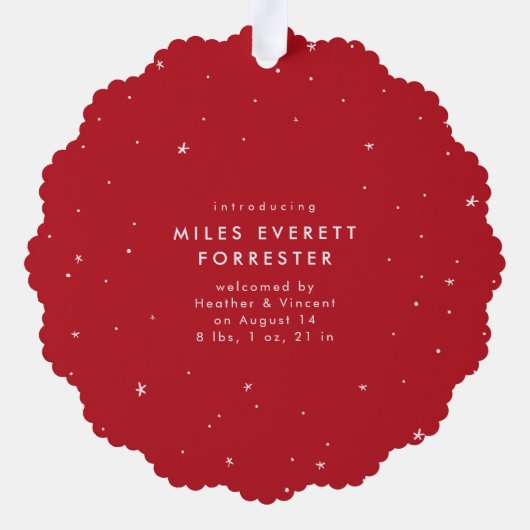 その他の応援おもしろいかわいい赤い初めてのクリスマス写真 オーナメントカード (裏面)