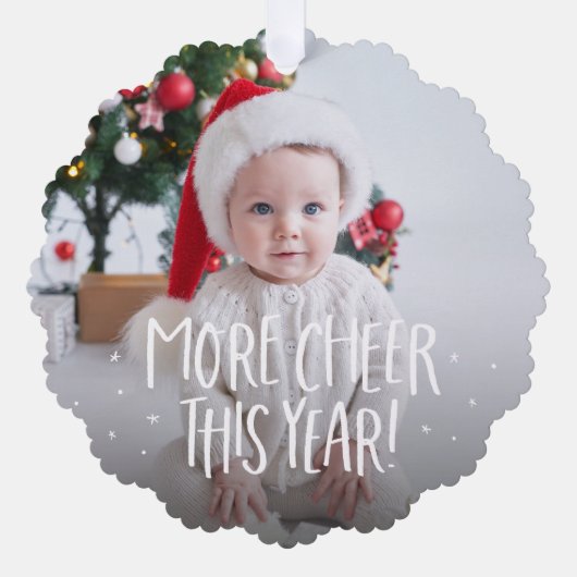 その他の応援おもしろいかわいい赤い初めてのクリスマス写真 オーナメントカード (正面)