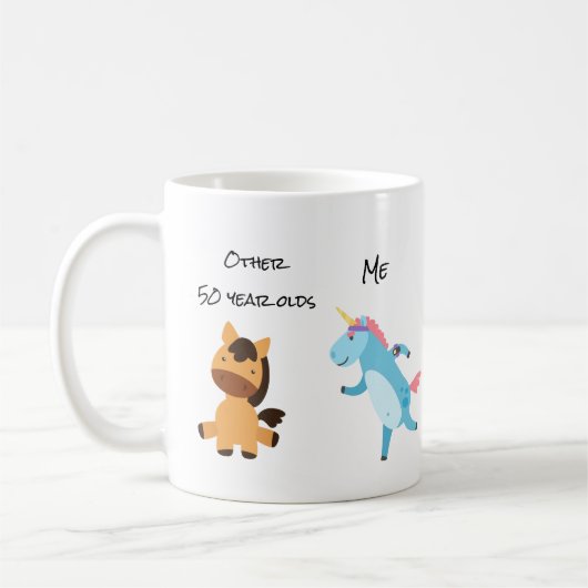 その他の50歳の誕生日ユニコーン走ジョグ コーヒーマグカップ (左)