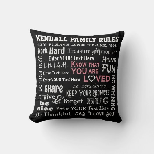 その他パーソナライズされたの「家族のルール」 – あなたの言葉/色 クッション (正面)