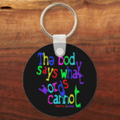その体は言葉では言えないことを言う キーホルダー (正面)