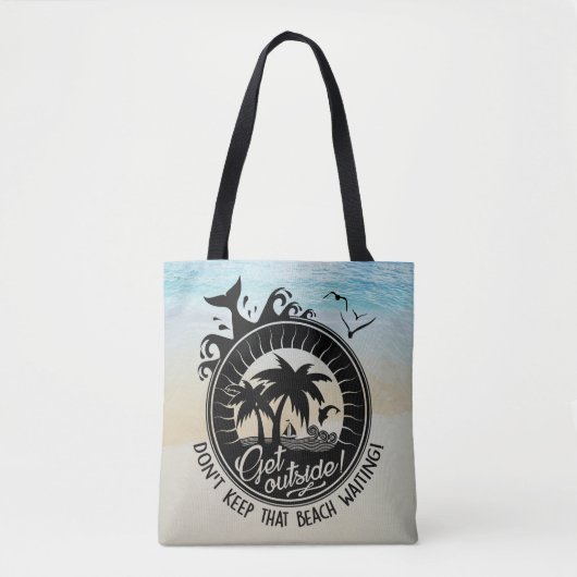 その保ビーチ待ちおもしろいタイポグラフィ トートバッグ (正面)