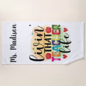 その先生生活を生きる – 先生への贈り物 ビーチタオル (正面)