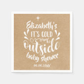 その冷たい外の赤ちゃんシャワー/散水クラフト素朴 スタンダードカクテルナプキン (正面)