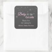 その冷たい外の雪片ベビーシャワーステッカー スクエアシール (バッグ)