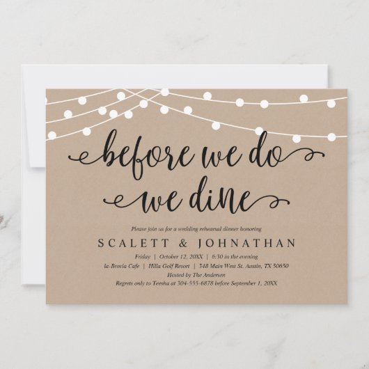 その前に食事をし、夕食のリハ素朴ーサルをする 招待状 (正面)