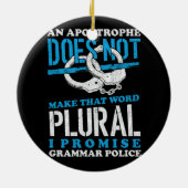 その単語を複数形の文法警察に英語にする教え セラミックオーナメント (裏面)