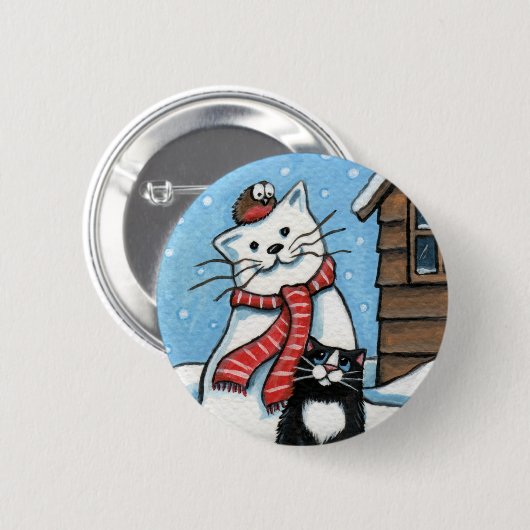 その厄介なロビン-クリスマス猫の芸術ボタン 缶バッジ (正面&裏面)