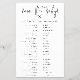 その名前ベビーミニマリストシャワー紙ゲームカード チラシ