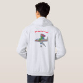 その場で旅に出るマスコット 可愛いピンクTシャツ パーカ (裏面フル)