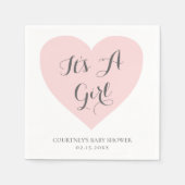 その女の子かわいいパステルピンクのハート赤ちゃんシャワー スタンダードカクテルナプキン (正面)