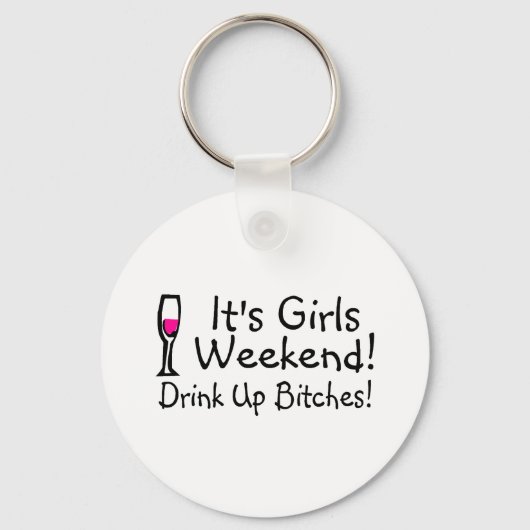 その女の子が週末の飲ワイン キーホルダー (正面)