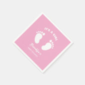 その女の子のおもしろいトレンディー赤ちゃんシャワーピンク白足 スタンダードカクテルナプキン (角)