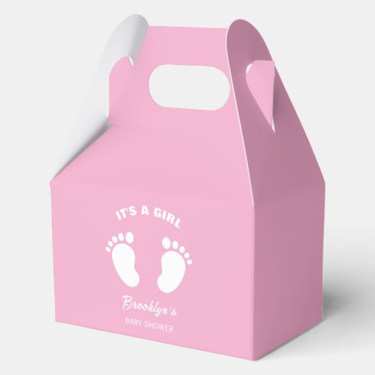 その女の子のおもしろいトレンディー赤ちゃんシャワーピンク白足 フェイバーボックス (正面)