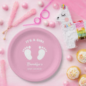 その女の子のおもしろいトレンディー赤ちゃんシャワーピンク白足 ペーパープレート (パーティー)