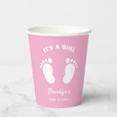 その女の子のおもしろいトレンディー赤ちゃんシャワーピンク白足 紙コップ (裏面)