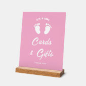 その女の子のおもしろいピンクの赤ちゃんシャワーカード&ギフトサイン アクリルサイン (傾斜)