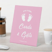 その女の子のおもしろいピンクの赤ちゃんシャワーカード&ギフトサイン 台座サイン (インサイチュ)