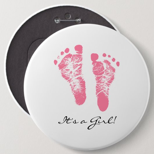 その女の子のシックなピンクの生まれたばかりのな足跡 缶バッジ (正面&裏面)