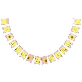 その女の子のヒマワリのベビーシャワーの旗 バンティングフラッグ